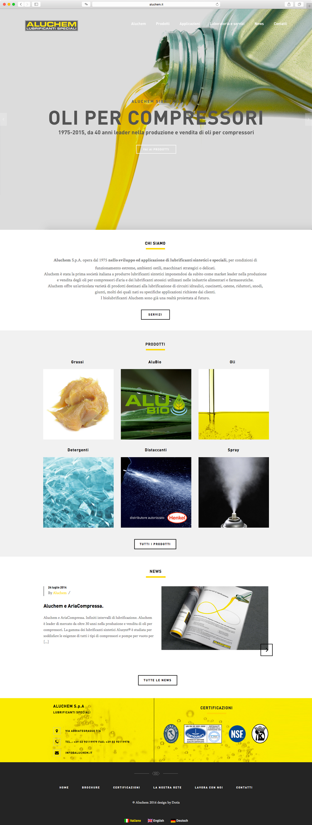 Dotis - Aluchem: Progettazione e sviluppo sito web 3 lingue, indicizzazione, seo